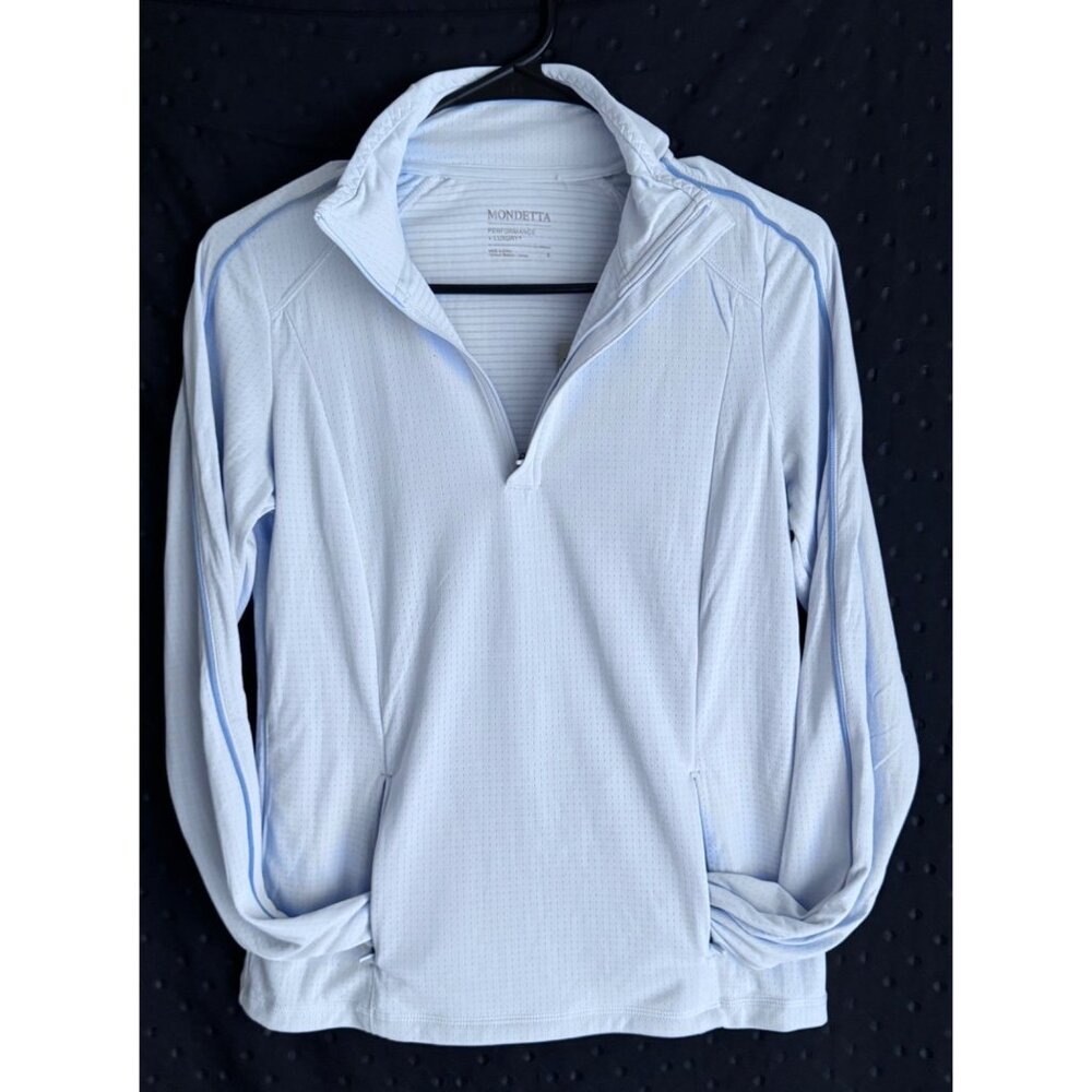 Womens Size Small Mondetta Quarter-Zip Pullover Light Blue With Side Pockets